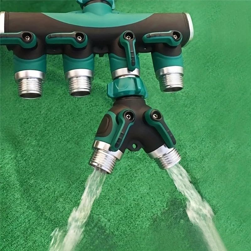 Genérico Conector de Manguera de 4 vías y 2 vías de 3/4 ", Divisor de Agua for jardín, Adaptador de Grifo, válvula de Cierre de Manguera for jardín doméstico(European 4 Way)