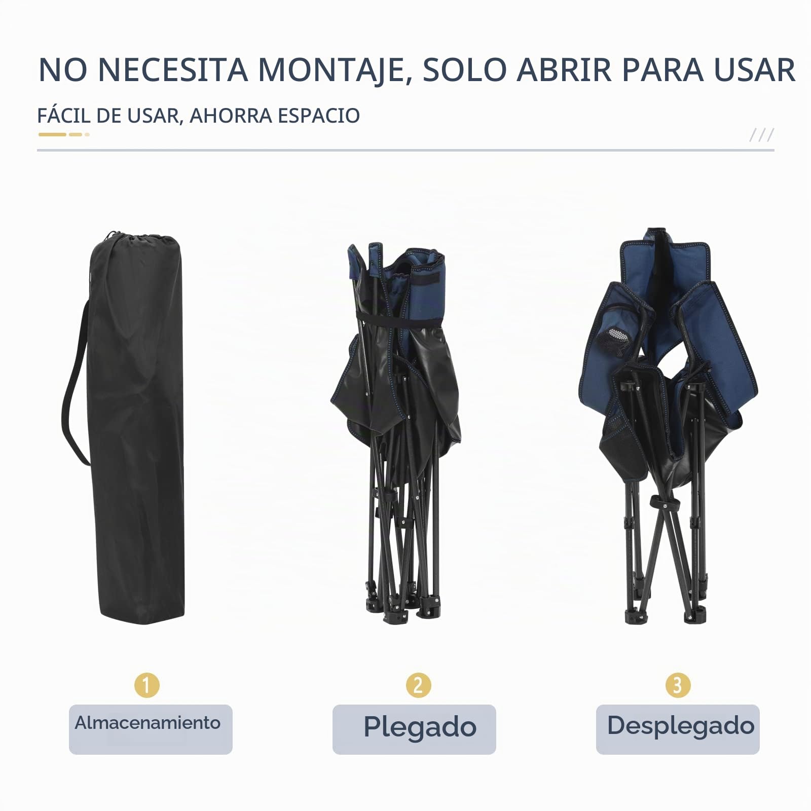 WOLTU Set de 2 Silla Camping Sillas Plegables, Silla de Acampada Portátil, Ligera para Picnic, Playa, Jardín, Pesca, con Portavasos, Azul