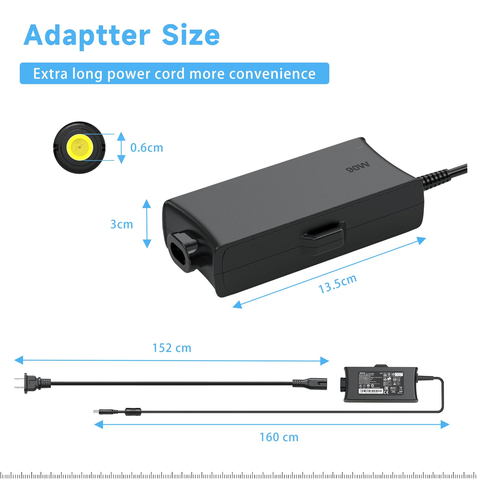 90W AC Adapter for ResMed Cpap Airsense 10 Power Cord ResMed aircurve 10 Autoset for Her CPAP Elite Power Adapter for AirCurve 10 and AirCurve 10S 10VAuto 10 ASV Charger Yellow tip 1 pin product thumbnail 5