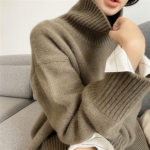 Fulbant Autumn and Winter Women Thick Cashmere Sweater High Neck Warm Loose Knitted B10 Sweater Jacket3