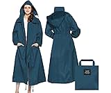 SOPPY Rain Coats for Women, Long Waterproof Raincoat Lightweight Hooded Rain Jacket for Hiking Travel Outdoor