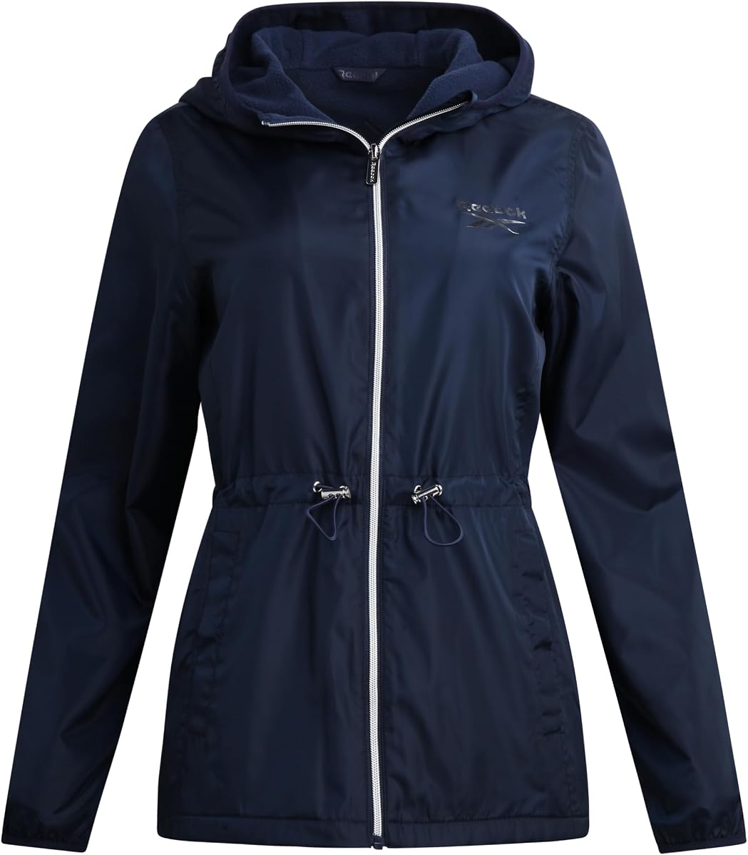 Womens Polar Fleece Lined Windbreaker Jacket with Hood & Waist | Water-Resistant Shell with Cozy Soft Lining, Wide Collar Blocks Wind, Adjustable Fit for Everyday Fall Wear