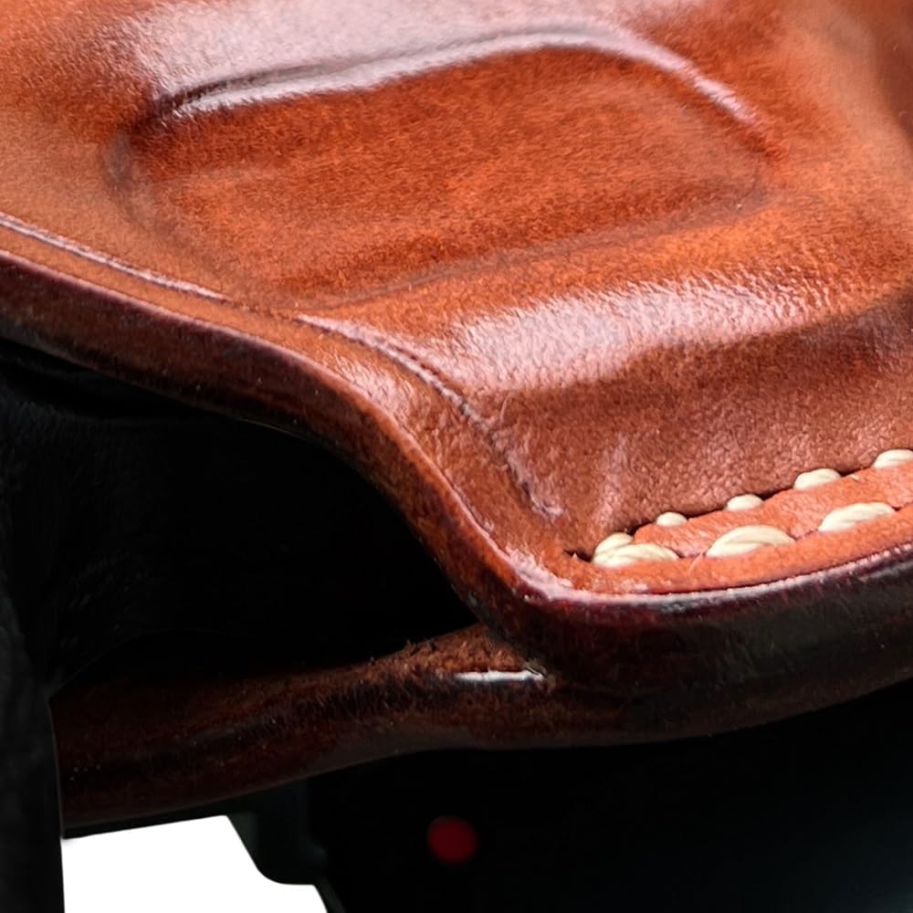 Masc Premium Leather OWB Paddle Holster Open Top Fits Shield 45 w/Thumb Safety 3.3-inch, Right Hand Draw, Brown Color #1334#