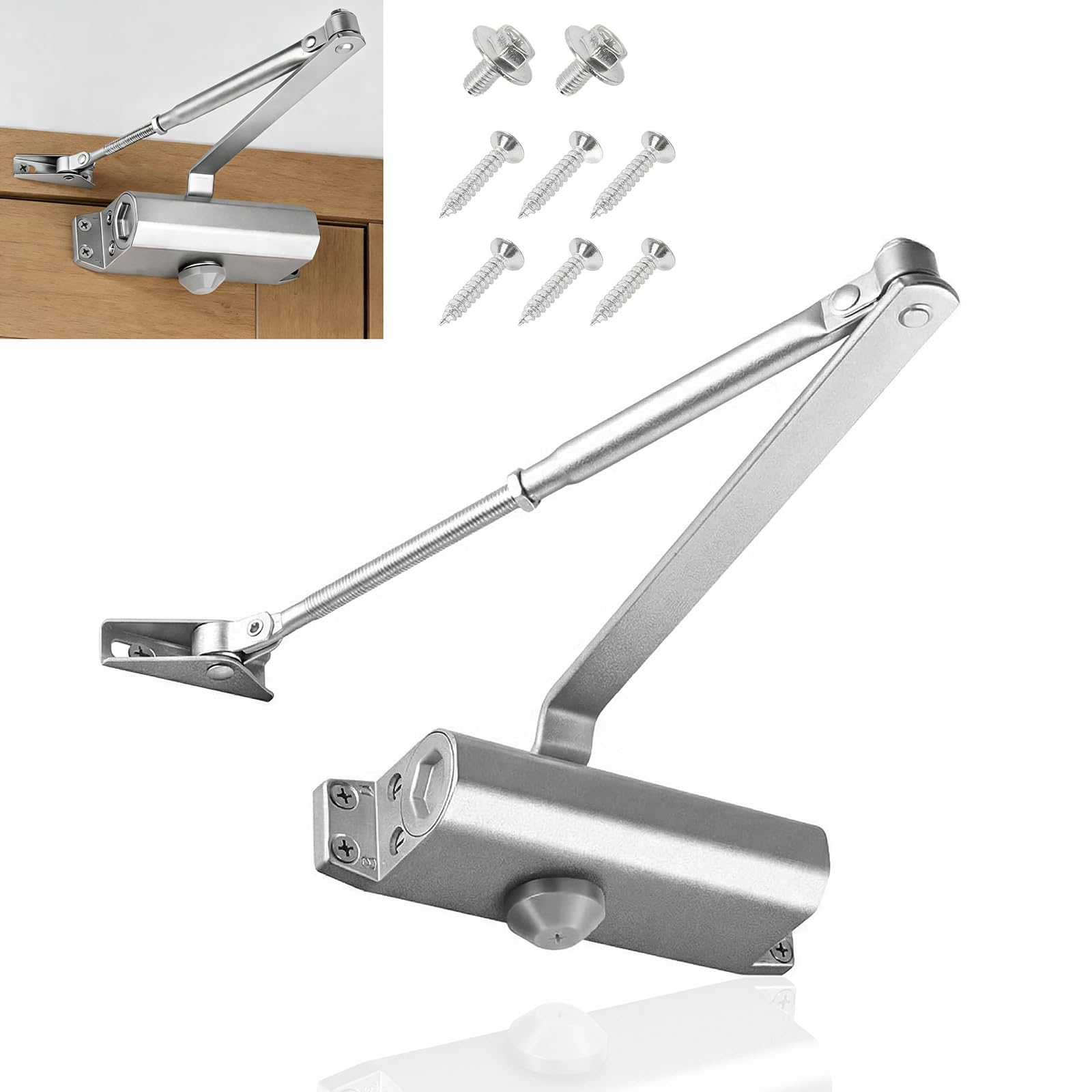 Automatic Spring Hydraulic Door Closure, 24-45 kg Automatic Door Closer Heavy Duty Spring Doors Closers for Residential and Light Commercial Use