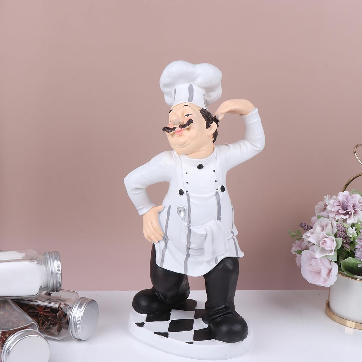 VANZACK Statua Chef in Resina Design Classico Decorazione Cucina Tavolo Casa Ristorante