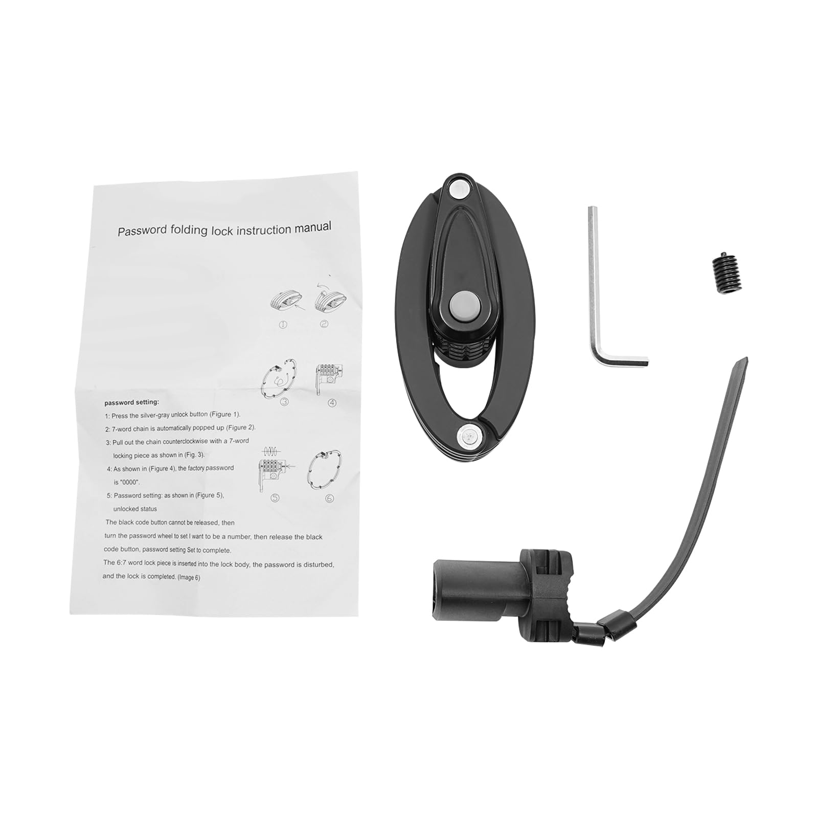 Lucchetto pieghevole per bicicletta, lunghezza 85 cm, combinazione a 4 cifre, per bicicletta, e-bike, bici da corsa, mountain bike