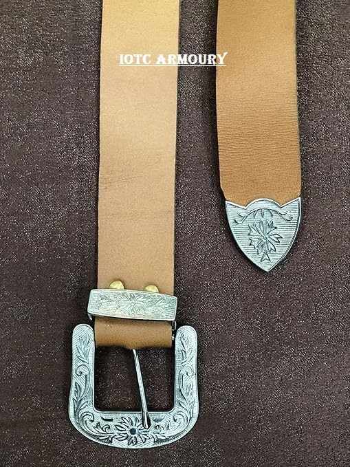 Medieval Viking Leather Belt with Solid Silver Buckle Ideal for LARP SCA Medieval Renaissance Knight Reenactment, Adult4