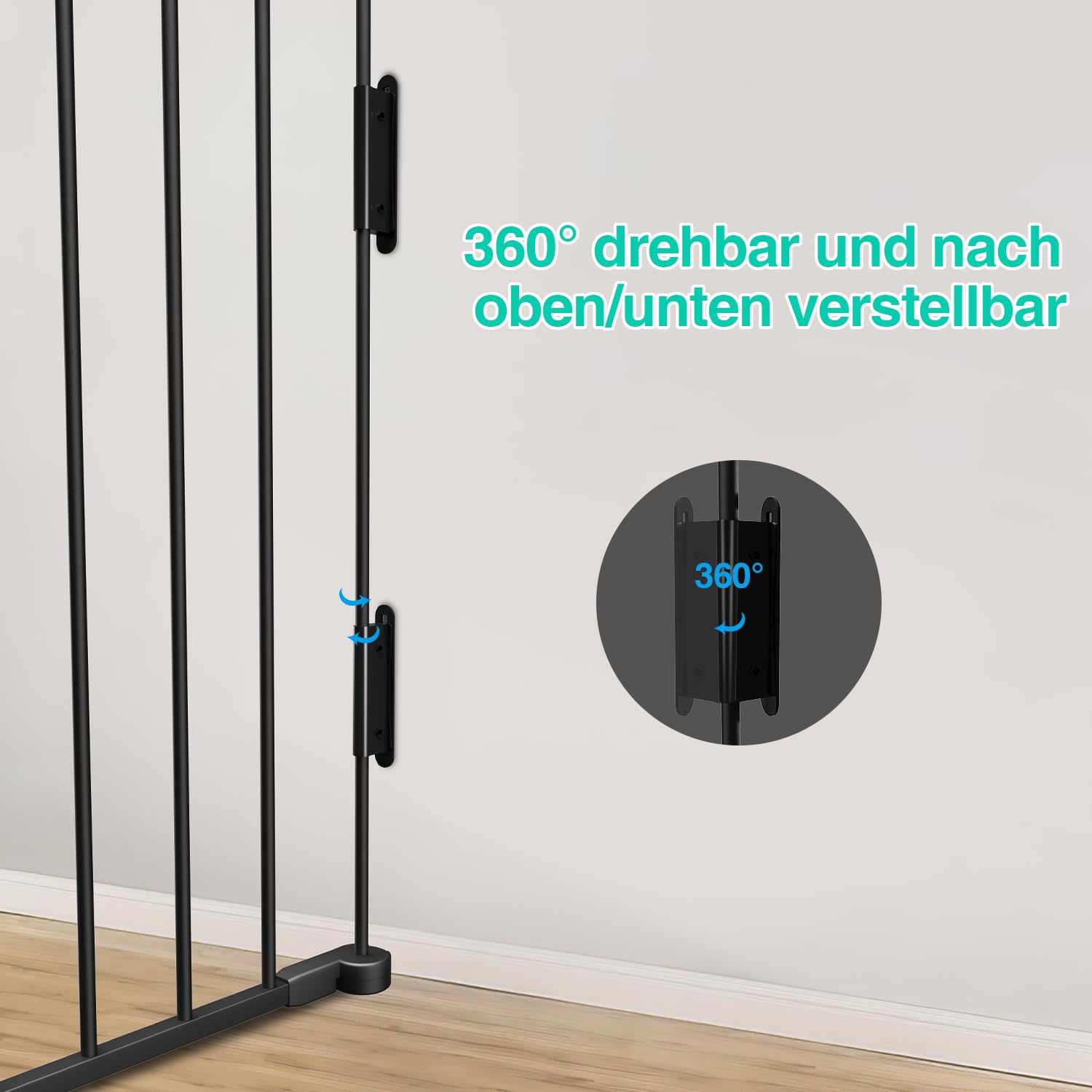 Randaco Rejilla de protección para chimenea con puerta, 310 cm, para bebé, de metal, con 5 elementos (75 x 65 cm), color negro