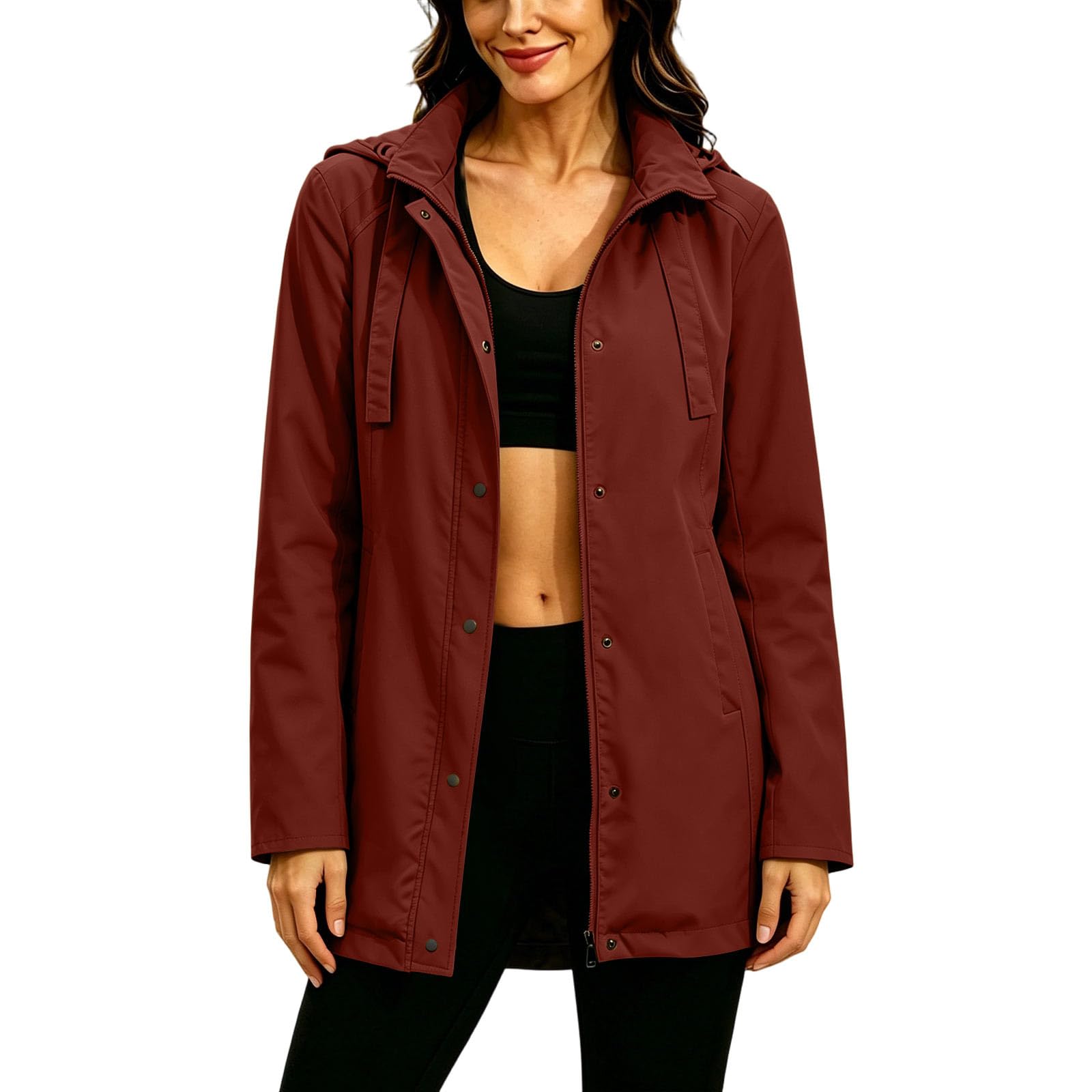 Generisch Regenjacke Damen Wasserdicht Lang Atmungsaktiv Übergangsjacke Frühling Leichte Wanderjacke Sommer Reitjacke Regendicht Freizeit Outdoor Jacke Mit Kapuze Mode Elegant Jacket