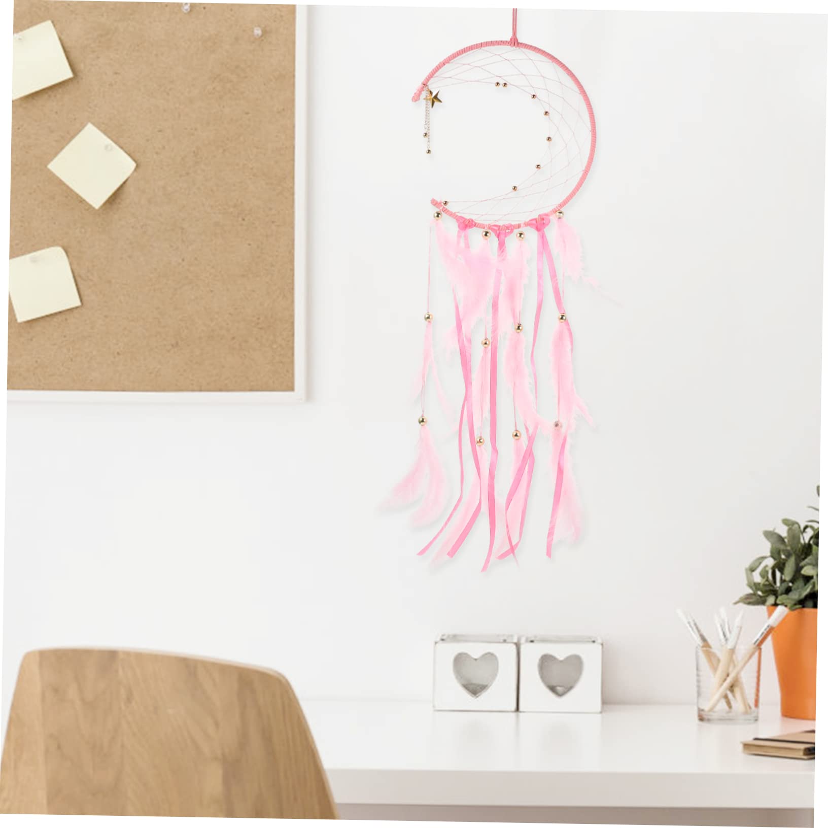 OUNONA Moon Dream Catcher Pendant Elegant Wall Hanging Dream Catcher Decor for Home Bedroom Balcony Lightweight and Compact Boho Wall Art for Unique Artistic Atmosphere