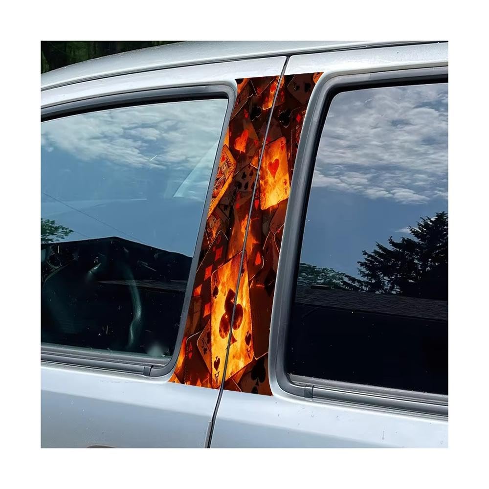 Car Center Pillar Window Flaming Playing Cards Glossy Protective Polyethylene Film