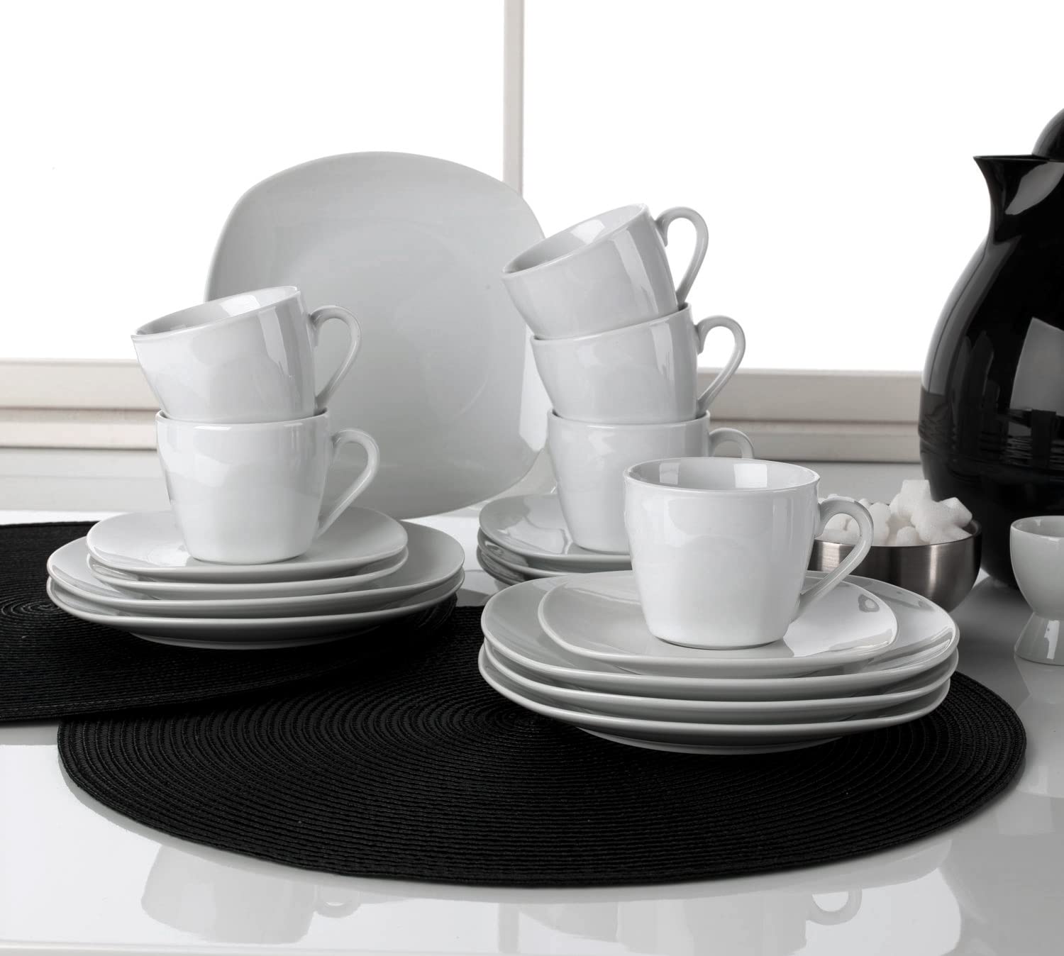 Kaffee-Service Kaffeegeschirr Geschirrset | 18-TLG. (6 Personen) | Weiß | Porzellan