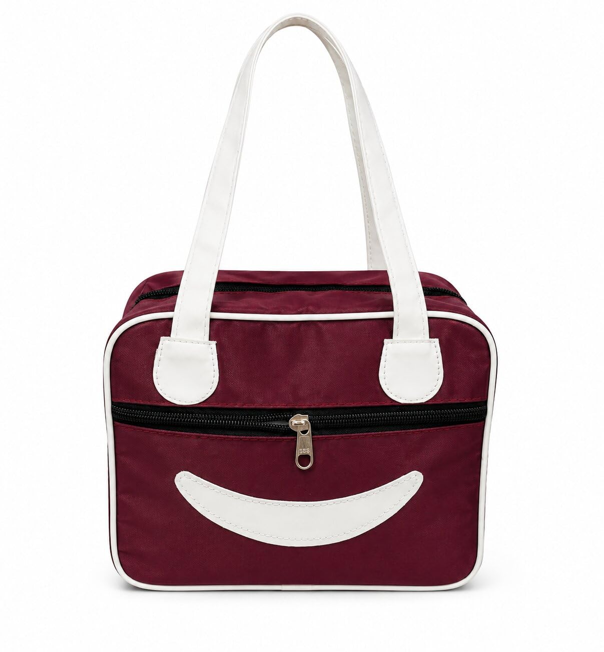 RR Decore Cute Smiley Face Canvas Tote Bag, Maroon-picture-27