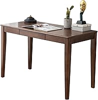 Vista 10 de Escritorio de madera maciza con cajón, escritorio de madera para oficina en casa para el trabajo, escritorio de computadora para estudiantes