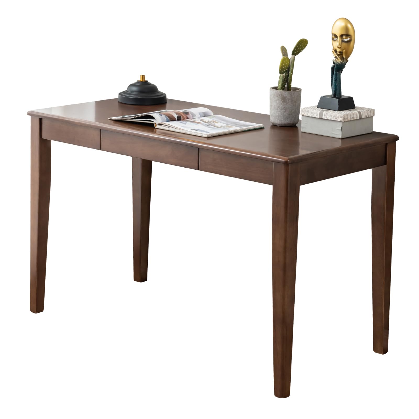 Votred Solid Wood Desk with Drawer, Wooden Home Office Desk for Work, Student Computer Desk for Small Spaces, Gaming Study PC Desk for Bedroom, Easy