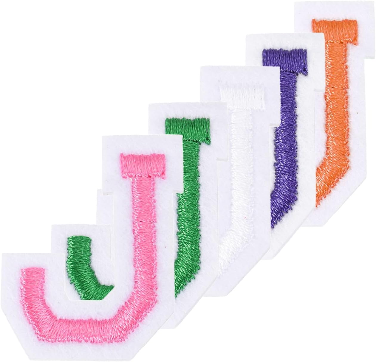 sourcing map 5 Pcs Iron on Letter Patches, 1.5″ Self Adhesive Embroidered Applique Alphabet J Sew on Patches for Clothes Dress Socks Jeans Hats DIY Accessories(5 Colors)