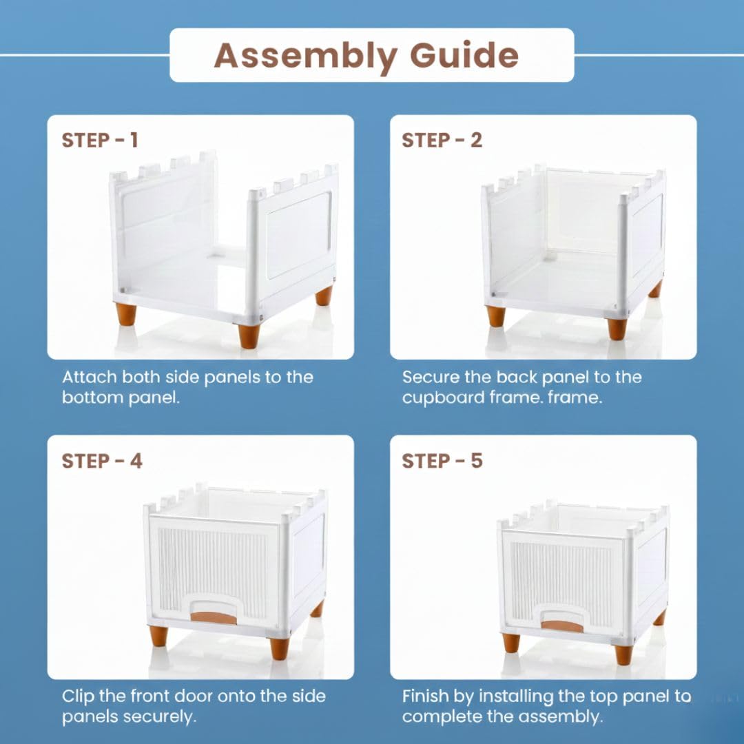 Aliensware 2Pcs Foldable Storage Organizer for Clothes/Space-Saving Cupboard/Plastic Almirah for Cloth Rack/Kid Wardrobe for Toys/Stackable Cabinet for Home,Bathroom, Kitchen,Aliens (Clear Door) 1