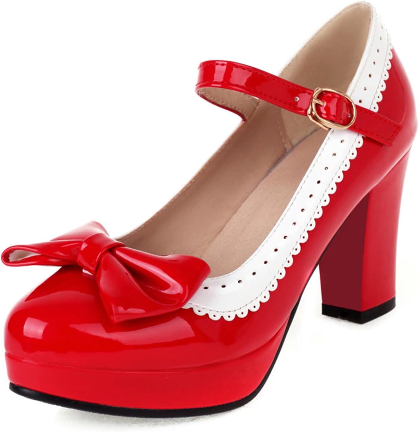 Mary Jane Heels for Women Bow Lolita Platform High Heels Kawaii Shoes Dress Round Toe Pumps