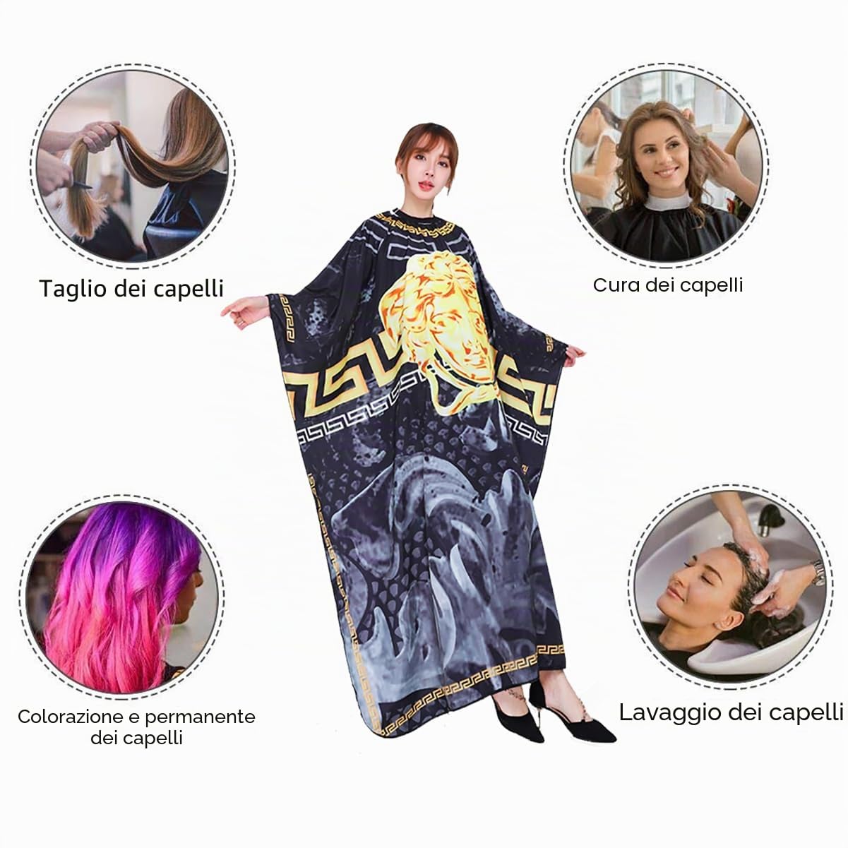 Parrucchiere Mantelle Taglio Mantellina Salone Barbiere Capo Abito Adulto Grembiule Stoffa Impermeabile Barber Cape Barba Capelli Styling Tintura Professionale Parrucchiere Accessori Strumento