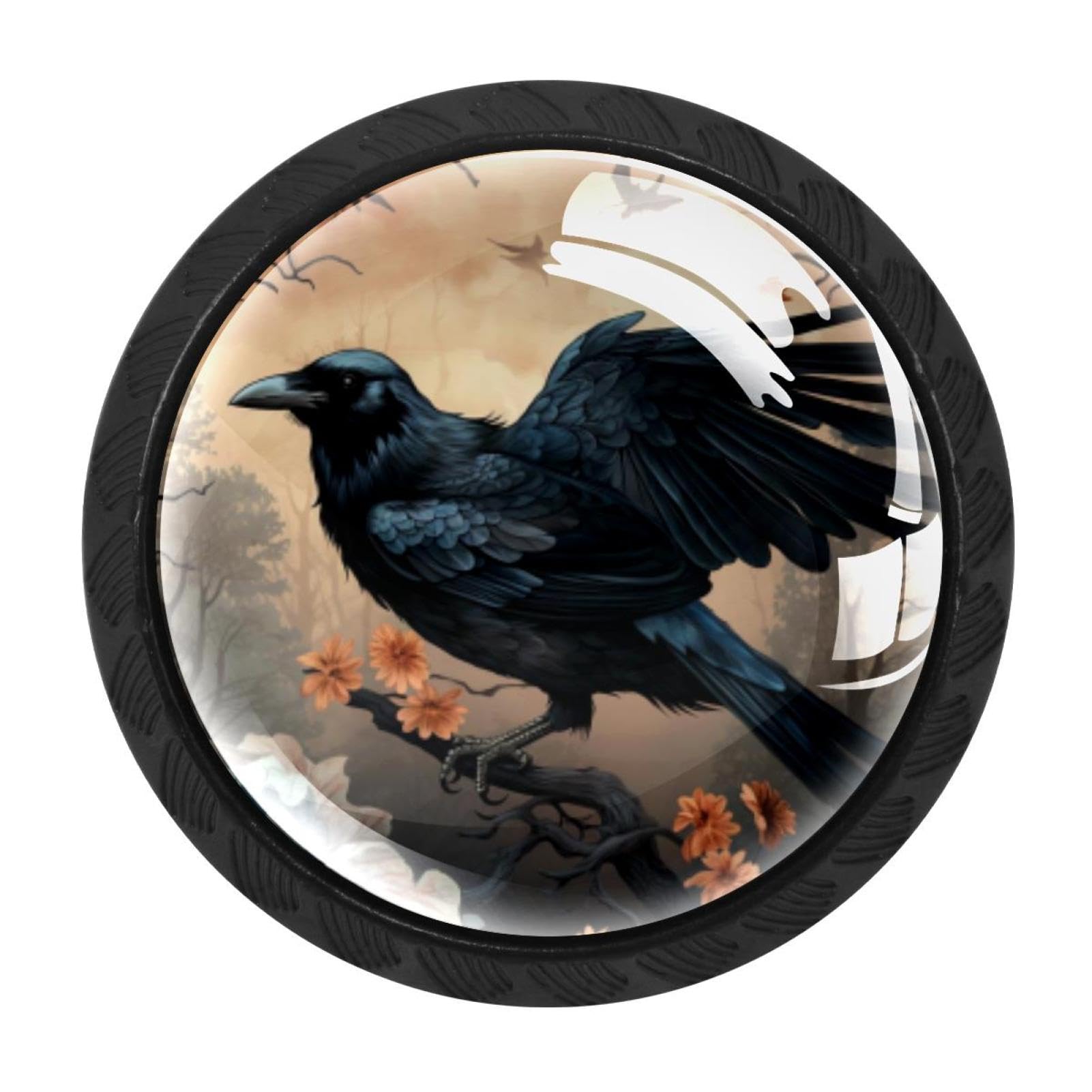 Chenzzzz Multicolored 12 4 Pieces Crow Drawer Knobs, 35Mm Black Kitchen Cabinet Knobs, Drawer Pulls And Knobs, Glass Cabinet Hardware Single Hole Knob For Cabinets And Drawers Round