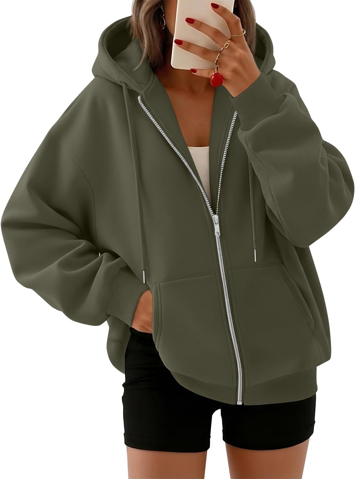 Trendy Queen Womens Zip Up Hoodies 2026 Oversized Sweatshirt