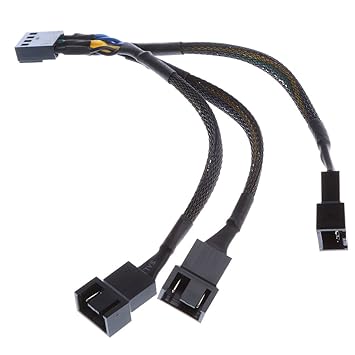 arythe 15cm 4 pin 3 Ways Y Splitter Computer PC Fan Power Cable Wire Black Sleeved