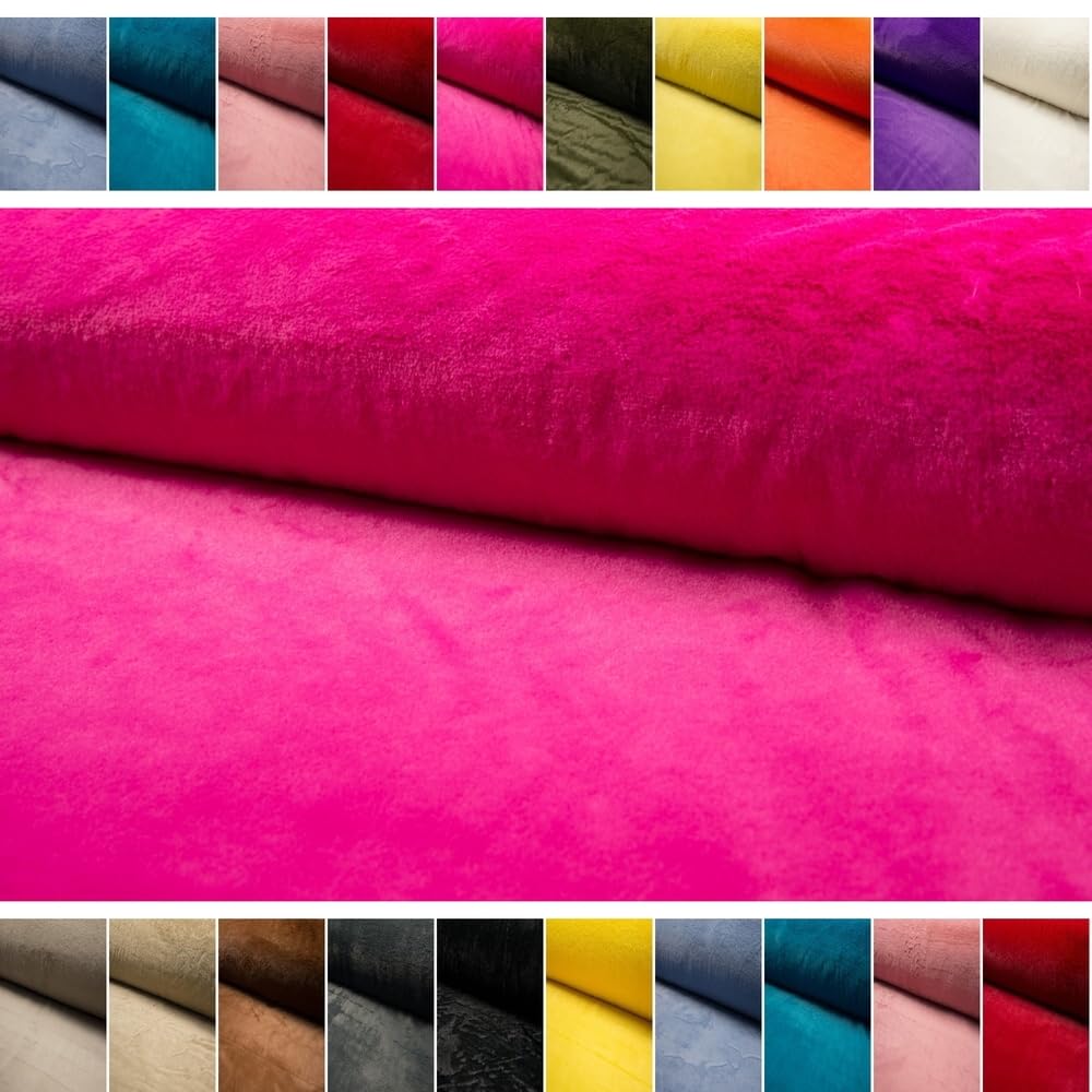 Fabrics-City fuchsia tissu fausse fourrure de lapin premium, imitation peluche douce, molle et hirsute pour vêtements, accessoires ou décoration, vente au mètre, 4574
