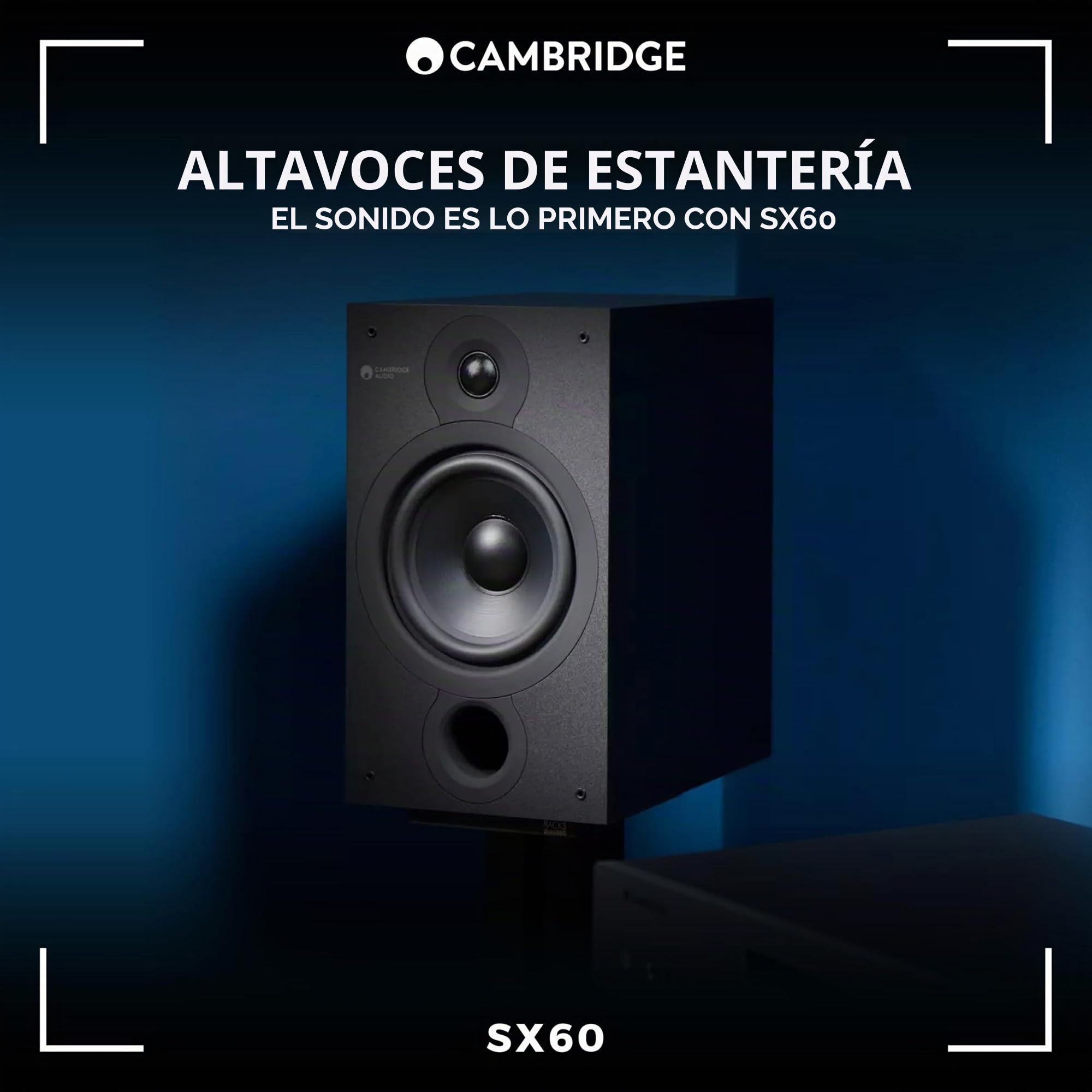 Cambridge Audio SX60 - Par de Altavoces pasivos con Cable para Sistema de Cine en casa o HiFi - Optimizados para una Respuesta de frecuencia Suave y Uniforme - Negro Mate