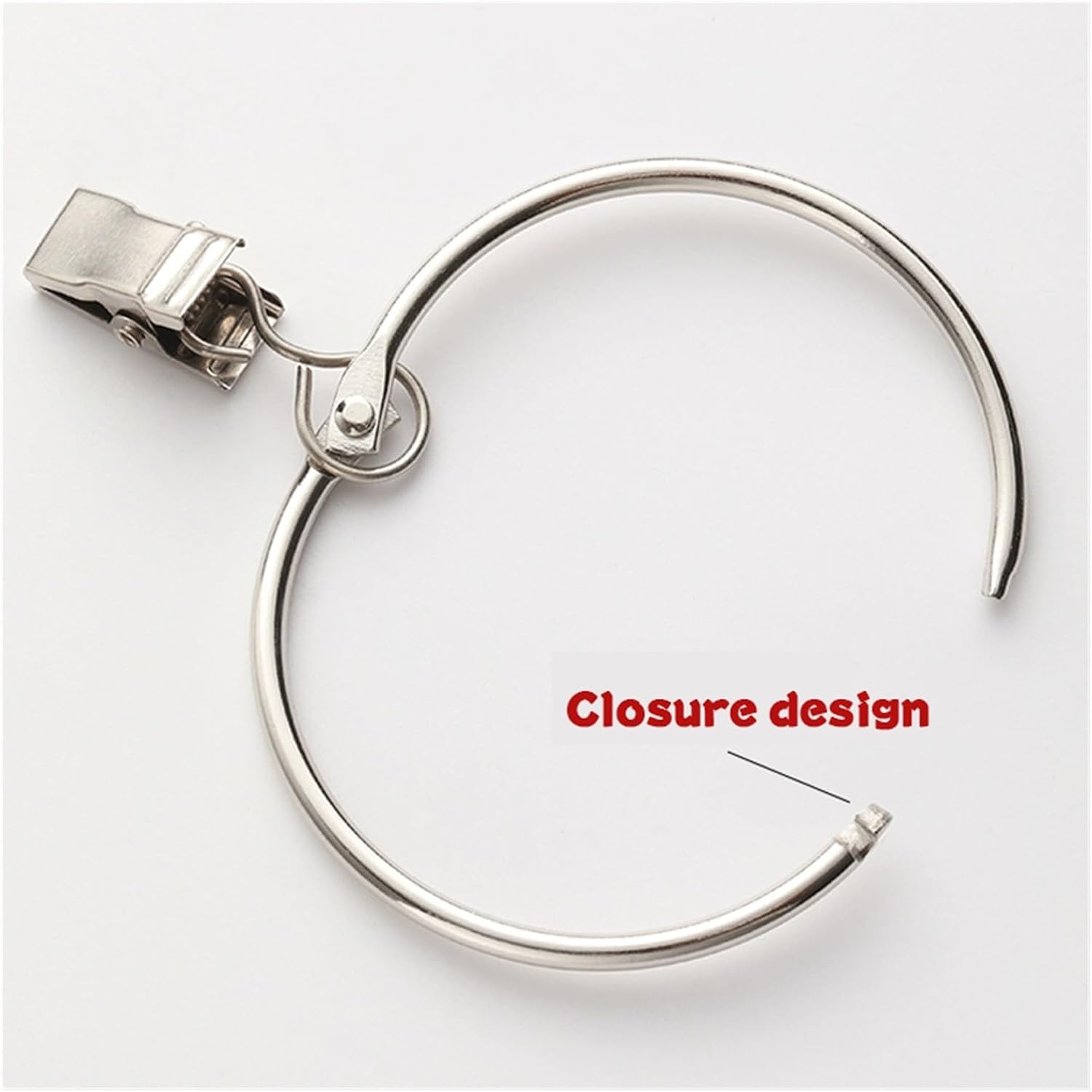 25 Pack Stainless Steel Curtain Ring Clips - Detachable Silent Rustproof Curtain Hooks for Shower Curtain & Roman Rod(Inner Diameter 50mm)
