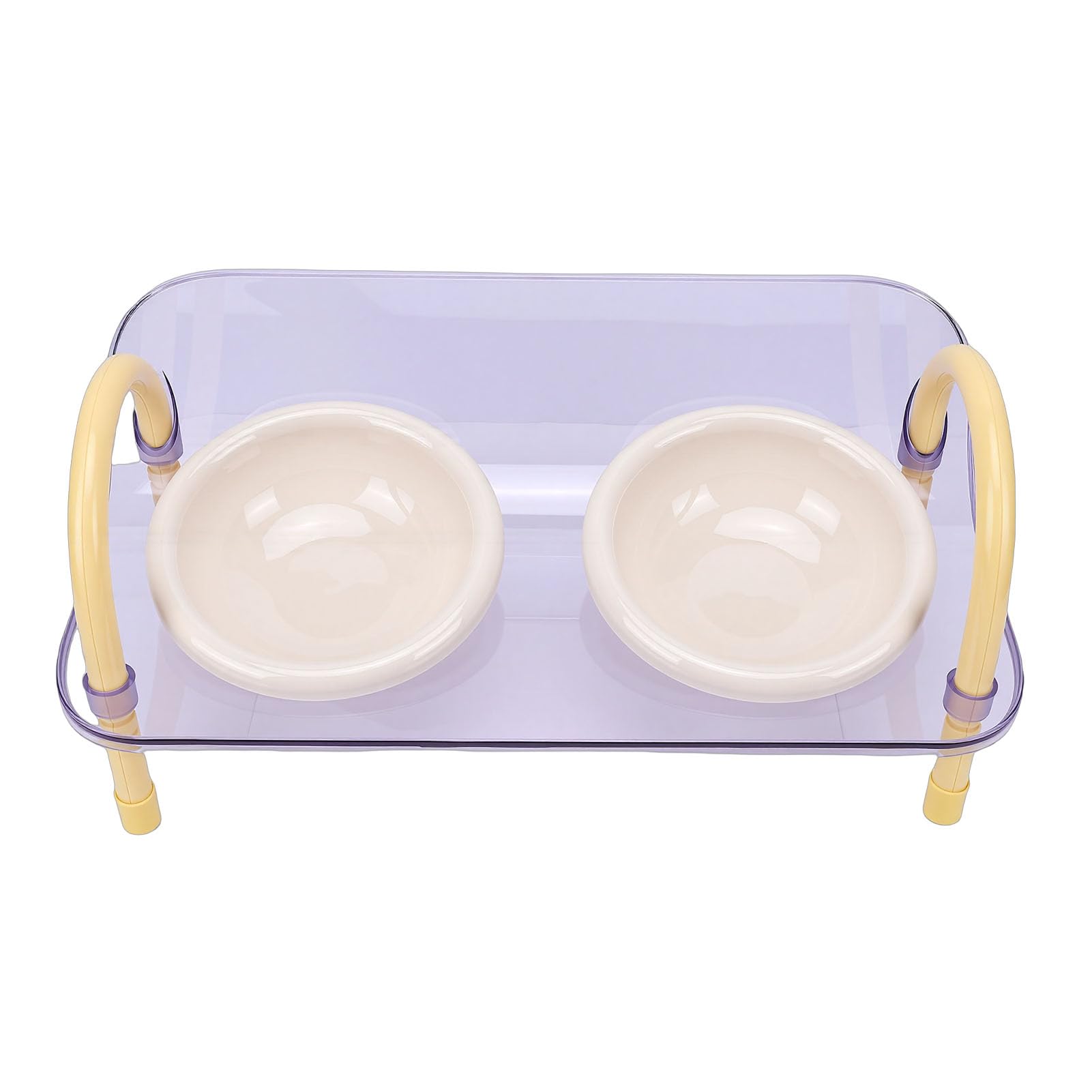SIXRUN Cuencos para Perros Comedero Elevado para Mascotas Soporte de Cuenco Doble de Plástico 42,5x23 Cm Cuencos Elevados para Perros con Diseño Dual de Comida y Agua para Gatos y Alimentación en