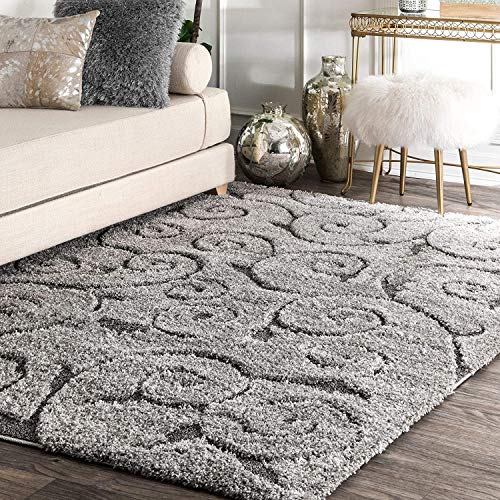 Image of Handwoven Microfibre 3D Rug for Living Room (Silver Grey & Grey, 15 X 20 Feet, Microfibre)