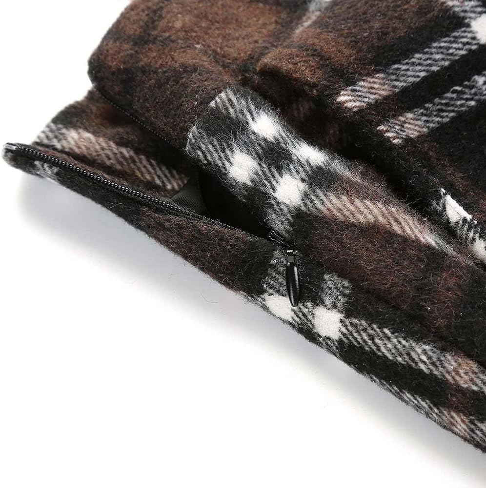 Women's Long Plaid Wool Skirt Fall Winter High Waist A-line Pleated Wool Tartan Skirts - Image 4