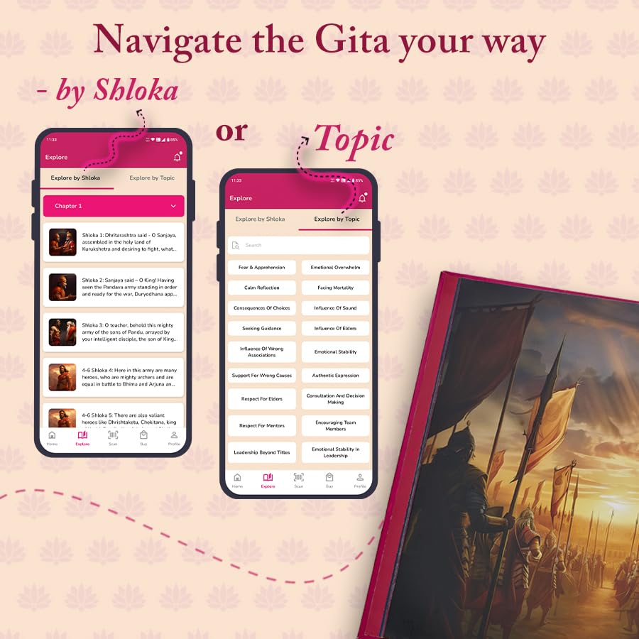 Image of Bhagavad Gita For All in English, Hindi, and Sanskrit | World's 1st video-based Bhagavad Gita Book and App | Watch Each Shloka Explained by Krishna Avatar | SCAN, WATCH & LEARN