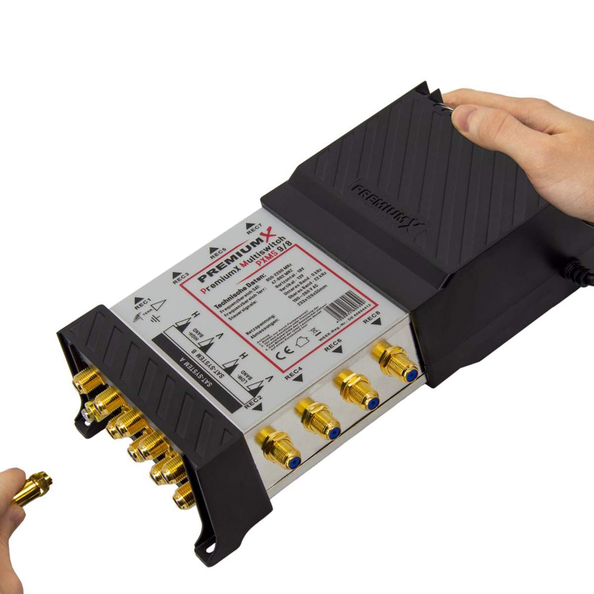 Premium X Multischalter Set 9/8 Multiswitch 2X Quattro 3° Multifeed LNB 32x F-Stecker, Satblock Signalverteiler 2 SAT für 8 Teilnehmer