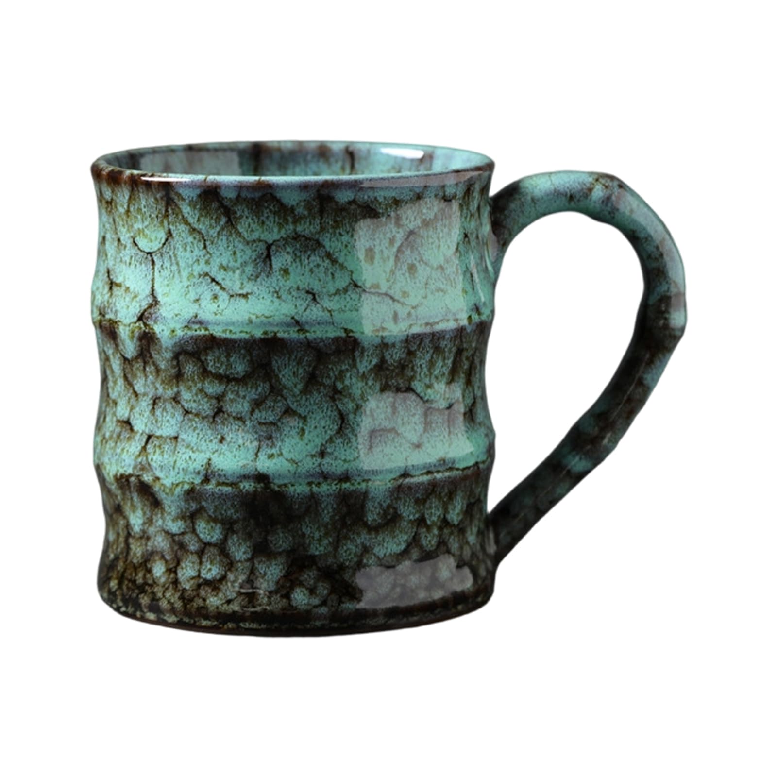PANGBOER Home Kitchen Ceramic Coffee Mug 500ml Glazed Ridged Cup with Rounded Handle for Tea Milk Desk Beverage Moments