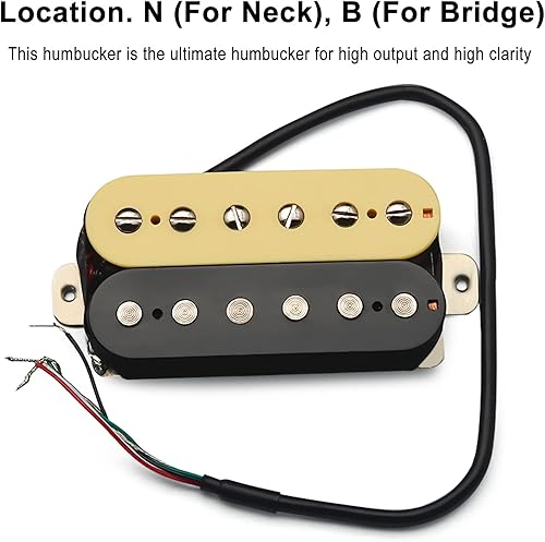 Miniatura 2 de SAPHUE Alnico 5 Pastilla Guitarra Eléctrica Humbucker Pastilla Doble Bobina Alnico V Piezas de Guitarra MarfilNegro