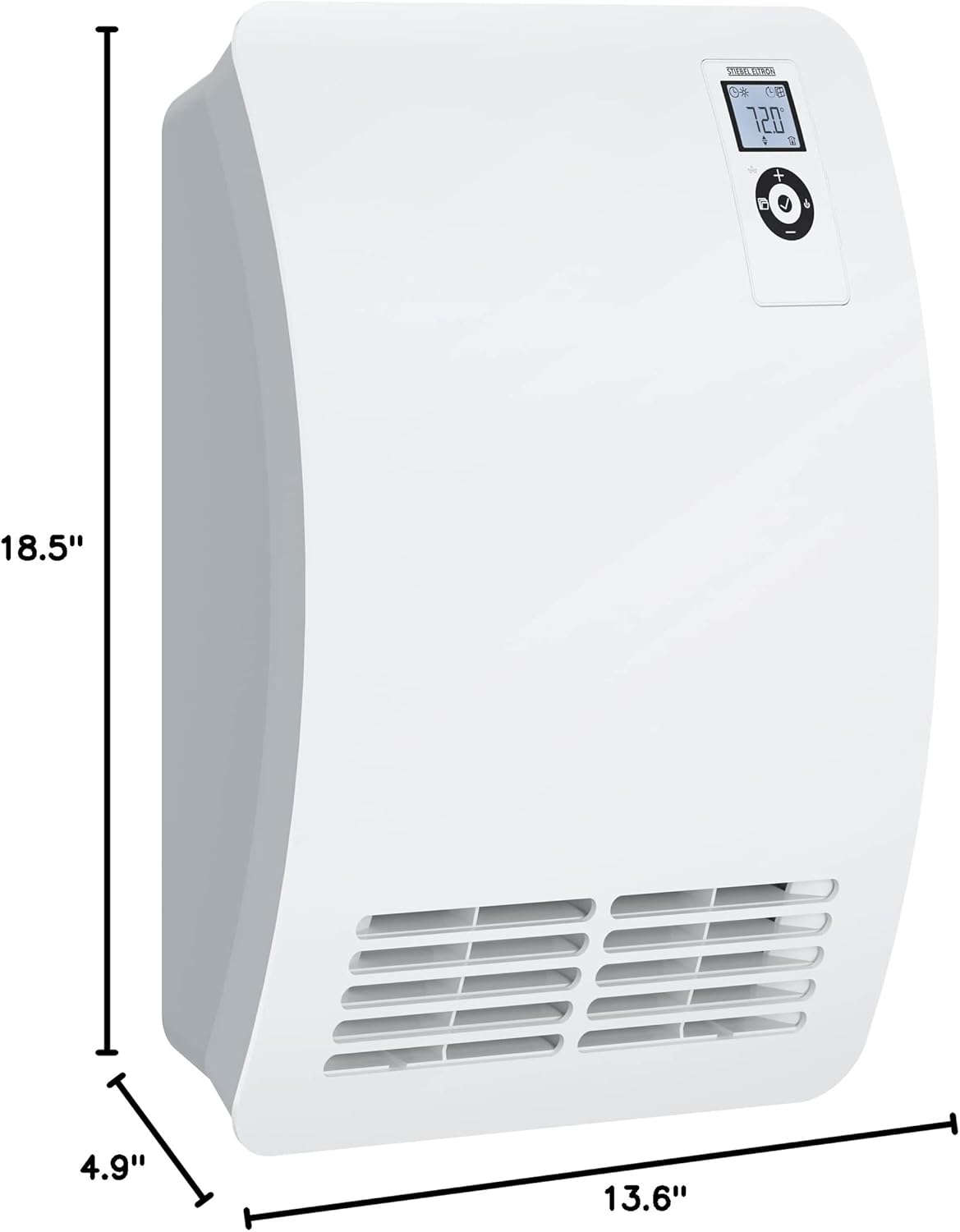 Dimensions of Stiebel Eltron CK 200-2 Premium Heater: 18.5 inches height, 13.6 inches width, 4.9 inches depth
