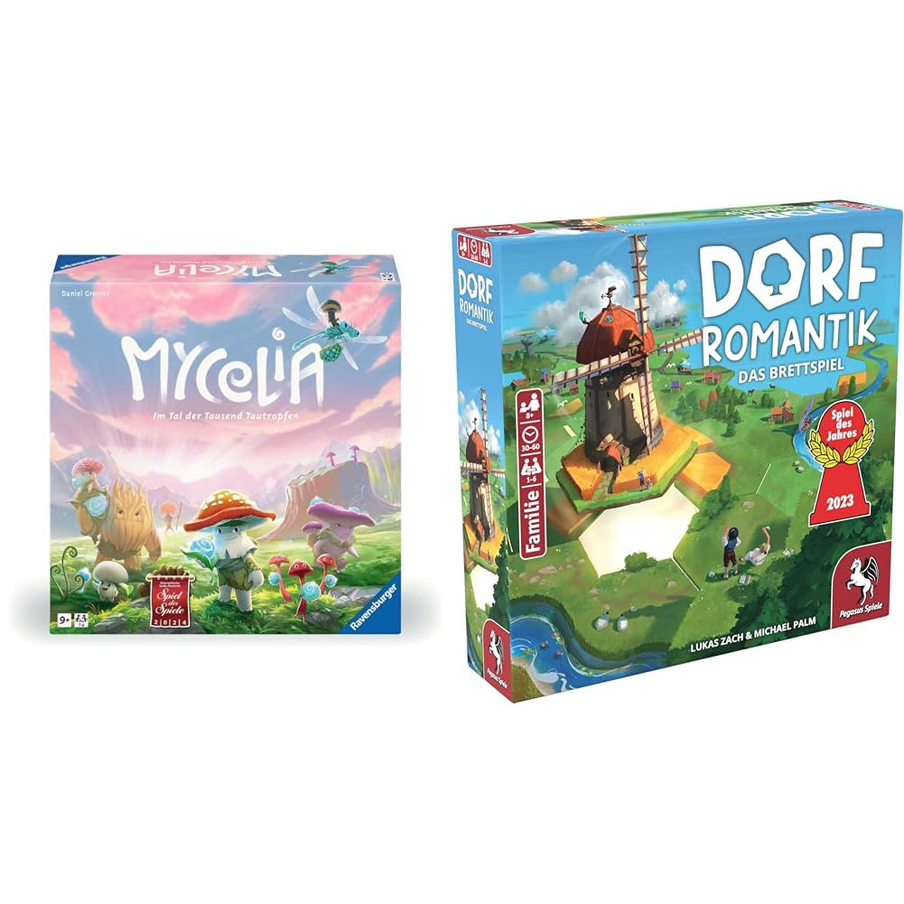 Ravensburger 27489 - gra polegająca na budowaniu talii dla rodzin, gra planszowa dla dorosłych i dzieci od 9 roku życia & Pegasus Spiele Village Romance Gra Planszowa, Wielokolorowy, Od 8 lat