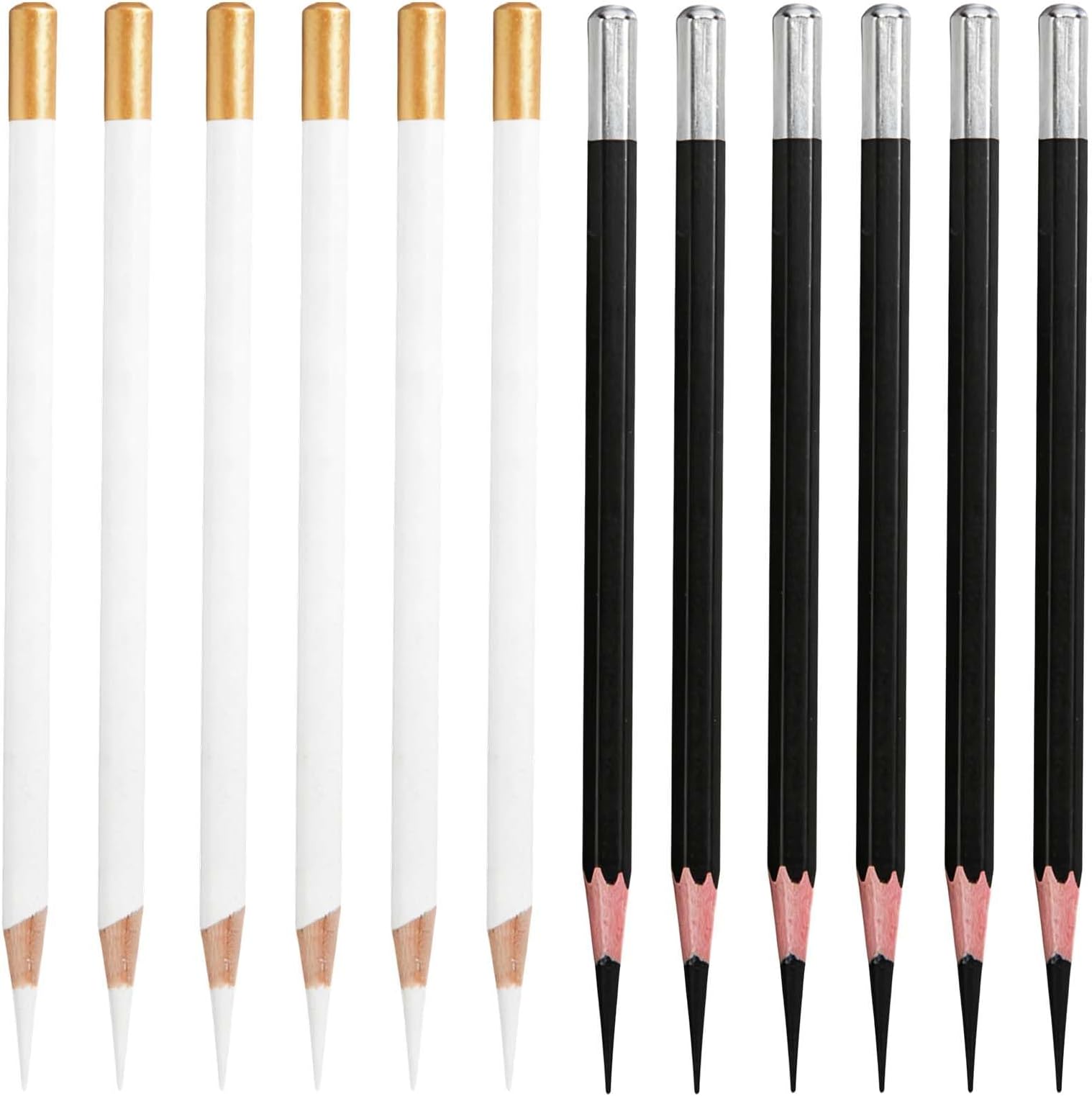 12 Pcs Black White Charcoal Pencils for Artists, Shading Pencils For Sketching, Sketching Pencil Set for Drawing Shading Blending Art Supplies for Beginners Pro Artists