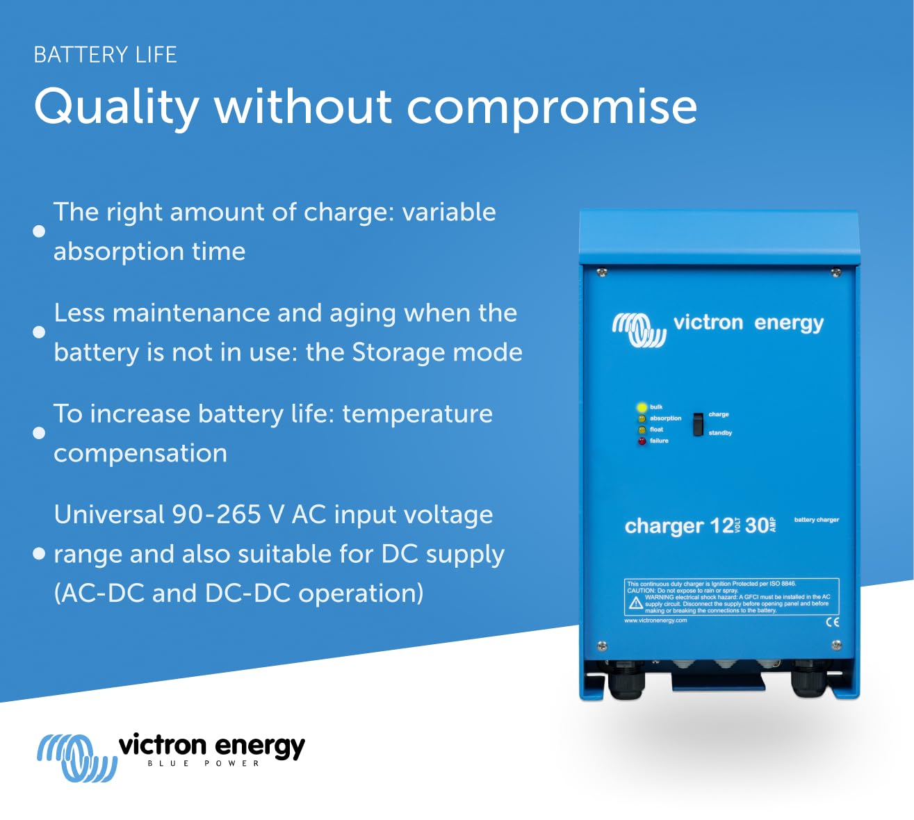 Victron Energy 12-Volt 30 amp Chargeur de Batterie à Microprocesseur