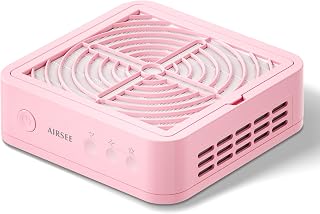 AIRSEE Professional Nail Dust Collector with Reusable Filter, 4200RPM Vacuum Fan 3 Adjustable Speed Nail Tech for Acrylic Gel Nail Polishing, Home & Salon