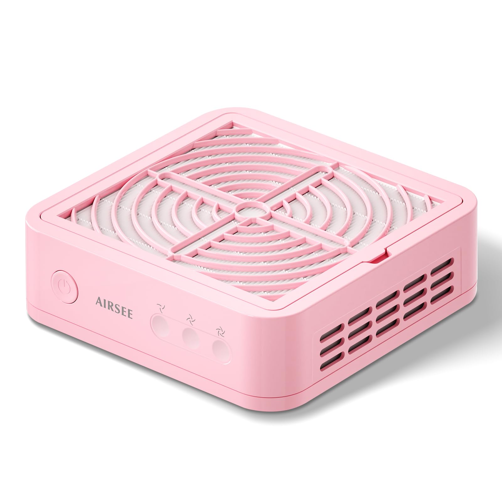AIRSEE Powerful Nail Dust Collector Nail Tech, Upgraded 4200RPM Vacuum Fan Dust Extractor for Acrylic Nail Polishing and Manicure in Salon & Home, ND503 Pink