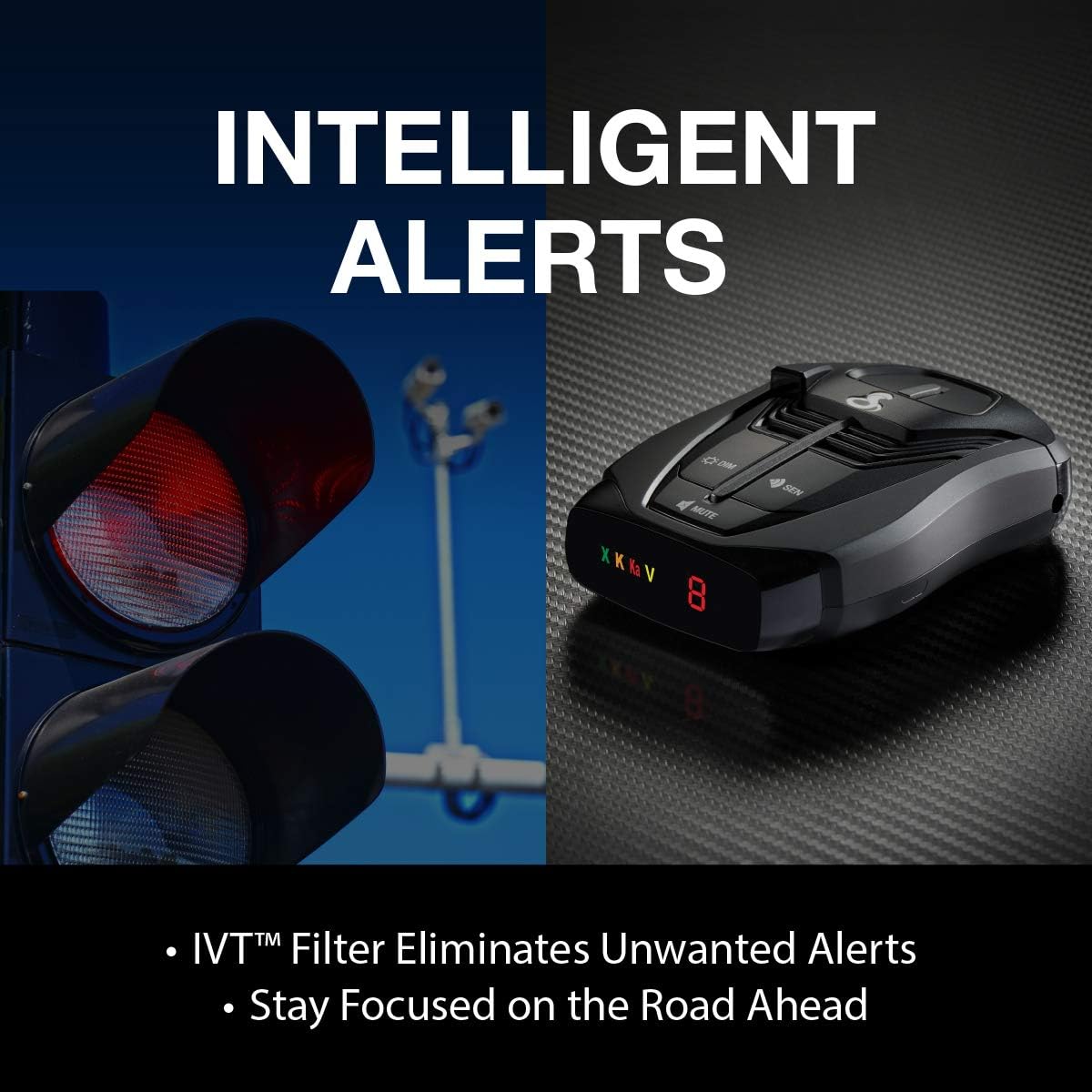 Cobra RAD 380 Laser Radar Detector – Long Range Detection, LaserEye Front and Rear Detection, IVT Filtering, Updateable Software, Adjustable Sensitivity, Digital Signal Processing, Black