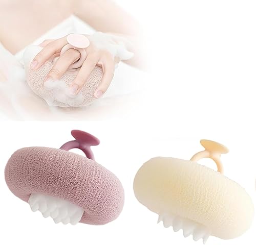 Miniatura 13 de Super suave bola de baño con ventosa de girasol, 2025 cepillos de ducha exfoliantes mejorados, 2 piezas de esponja de baño mágica exfoliante, 2