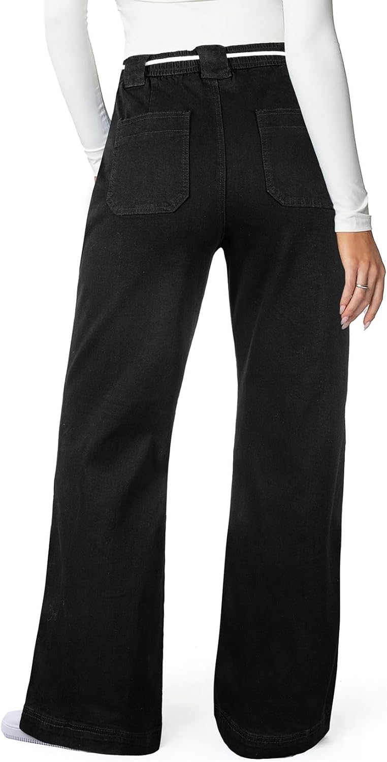 Astylish Jeans for Women Wide Leg Drawstring High Waisted Stretchy Straight Leg Jean Trendy 2025 Denim Pants - Image 2