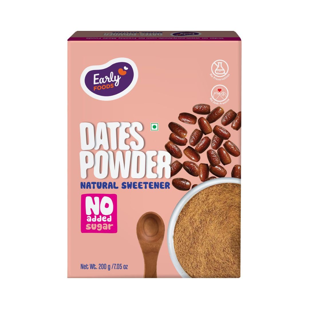 100% Dry Dates Powder | Kharik/Khajur Powder | 100% Natural Sweetener | No Maltodextrin, No Chemicals | Substitute for Refined Sugar | Dates Powder 200gms