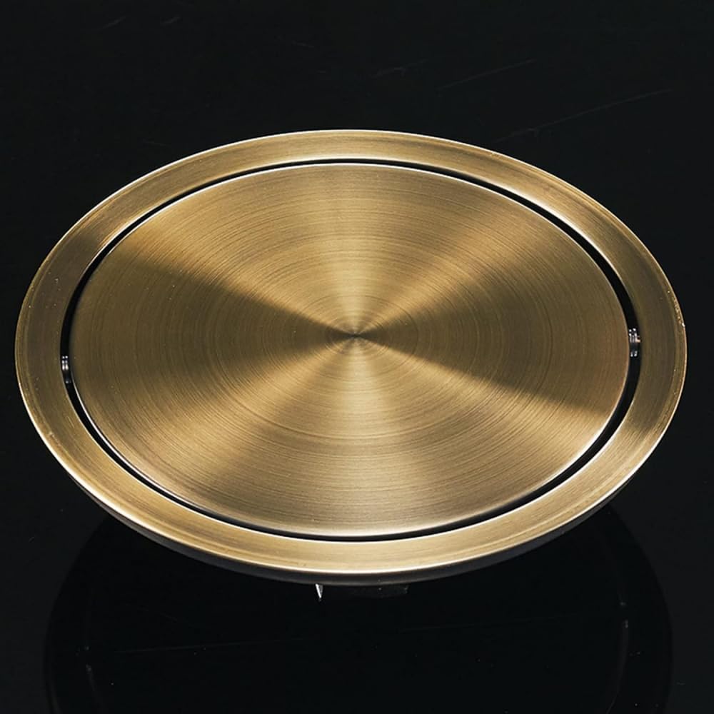 Asdchzen Bronze/Gold Stainless Steel Trash Can Lid With Flexible Center Swing Flap Built In Balance Flap Cover For Recessed Trash Bin Waste Chute Cover For Countertop
