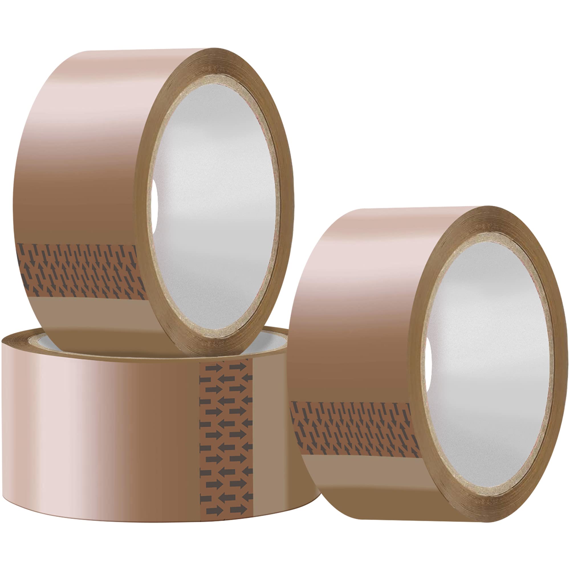 YUNJU 3 Rolls General Purpose Packaging Tape - 3 Roll x Brown Tape 48mm x 66m (Brown)