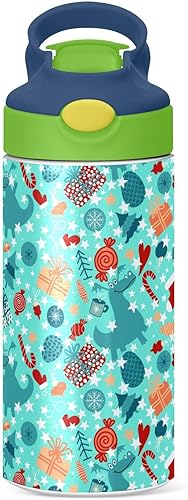 Miniatura 2 de Christmas Gifts - Botella de agua para niños con pajilla, con aislamiento de acero inoxidable, termo para niñas y niños, reutilizable, de 12 onzas,