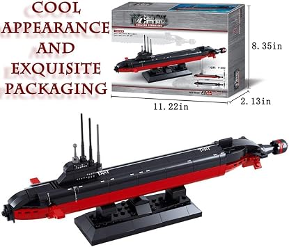 Nuclear Submarine Building Blocks Model Toy,A 13.07 Inch Long Naval Nuclear Submarine,Suitable for Boys Over 6 Years Old Toys,193 Pieces